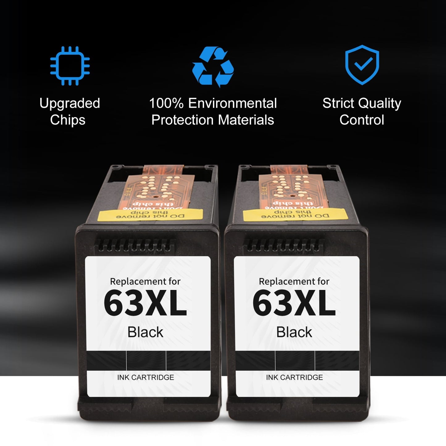 63xl 63 xl Ink Cartridge Black for HP 63XL Ink for Officejet 3830 4650 4652 Envy 4520 4512 4650 5255 5200 4655 Printer (2-Black)