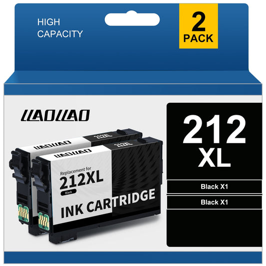 212XL Black Ink Cartridge for Epson 212 T212XL Ink for Epson Expression Home XP-4100 XP-4105 WorkForce WF-2850 WF-2830 (2 Pack)