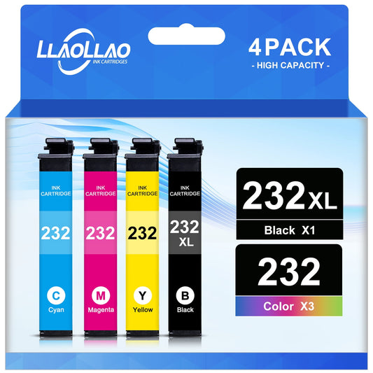 232XL Ink Cartridges for Epson 232XL 232 Ink for Workforce WF-2930 WF-2950 Expression XP-4200 XP-4205 Printer (Black,Cyan,Magenta,Yellow, 4-Pack)