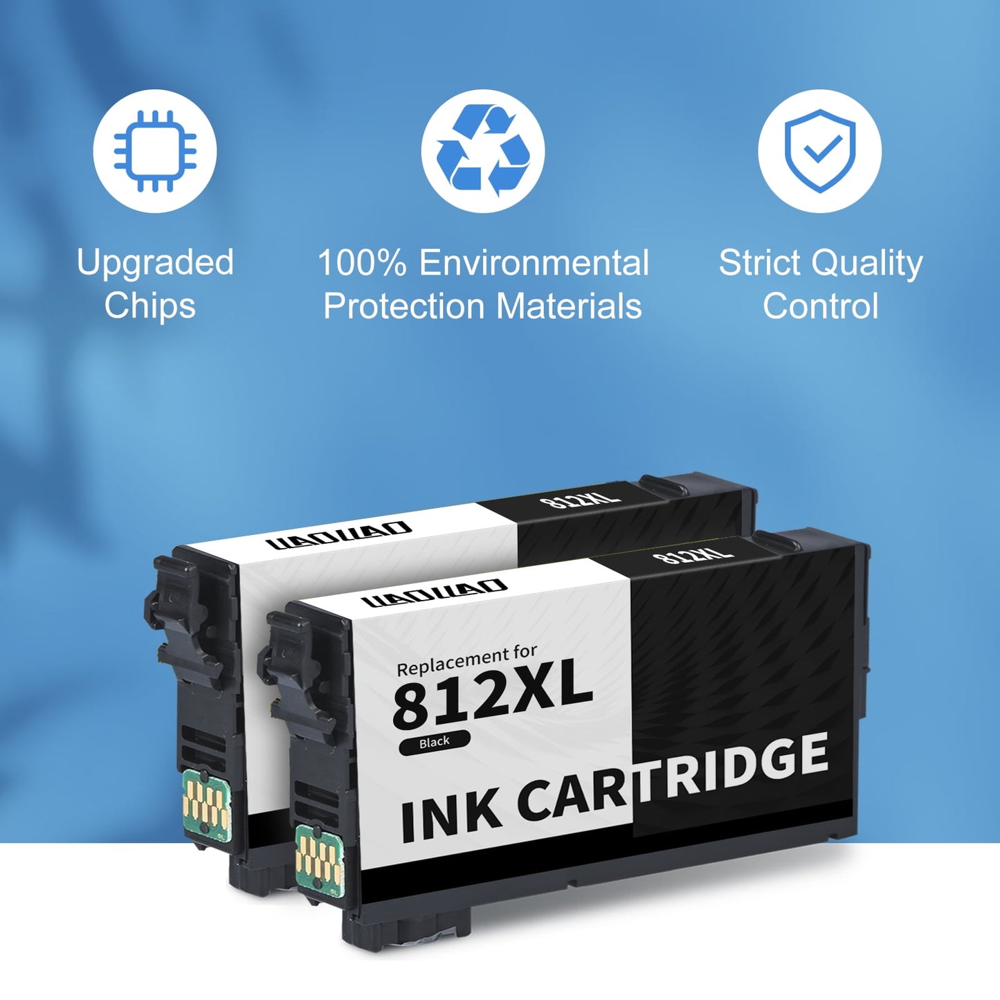 812XL Ink Cartridge for Epson 812 T812XL for Workforce Pro WF-7840 WF-7820 WF-7310 EC-C7000 Printer (2 Black)