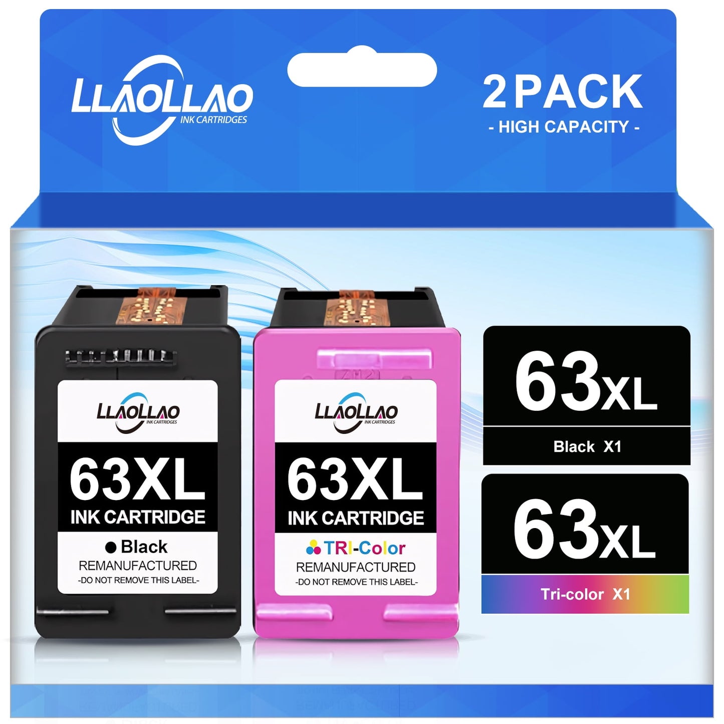 63XL Ink for HP 63 Ink Cartridges for 63 XL Ink Cartridge for HP Officejet 3830 4650 3832 5258 5255 5200 Envy 4520 4516 4512 Printer (1 Black, 1 Tri-Color)