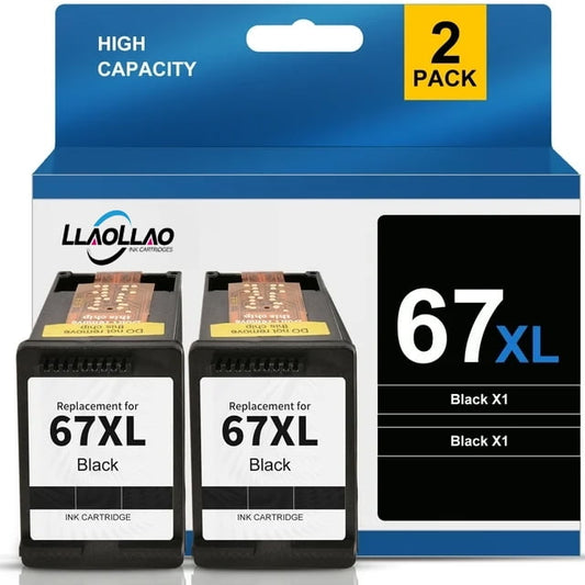 67xl Black Ink Cartridge for HP 67 Ink for HP DeskJet 2700 2752 2755 Envy 6000 6055 Printer (2-Pack)