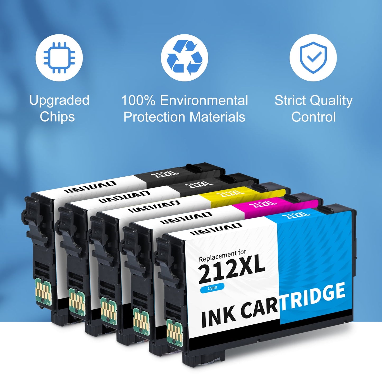 212xl Ink Cartridge for Epson 212 Ink for Epson Workforce WF-2850 WF-2830 Expression Home XP-4100 XP-4105 Printer ( Black Cyan Magenta Yellow, 5-Pack)