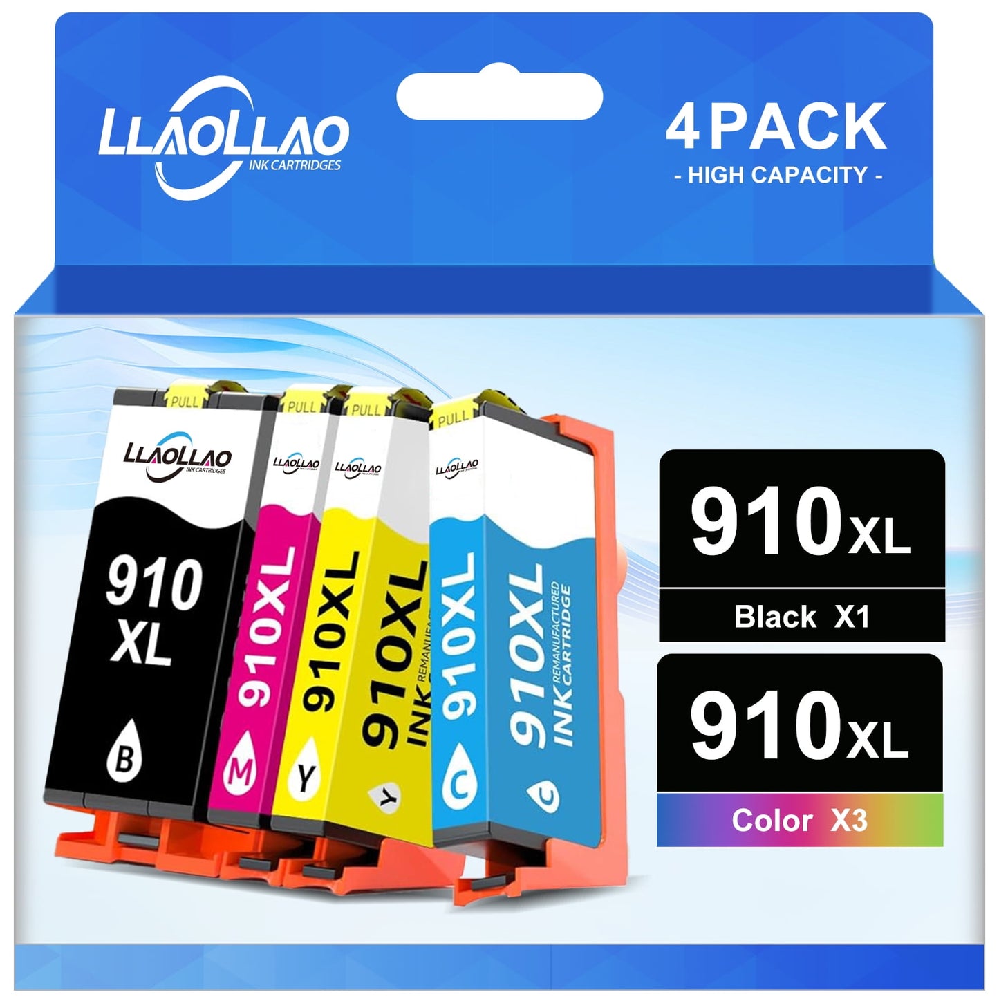 910XL Ink Cartridges for HP 910xl Ink Cartridges for HP OfficeJet Pro 8025e 8015e 8022e 8028e 8035e 8025 8035 8020 8022 Printer (4 Pack)