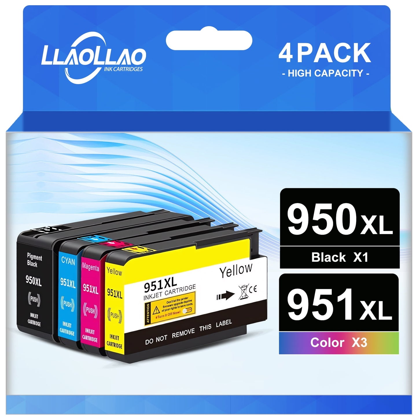 950XL 951XL Combo for HP 950 XL 951 XL Ink Cartridge for HP OfficeJet Pro 8600 8610 8620 8100 8630 8660 8640 8615 276DW 251DW (1 Black, 1 Cyan, 1 Magenta, 1 Yellow)