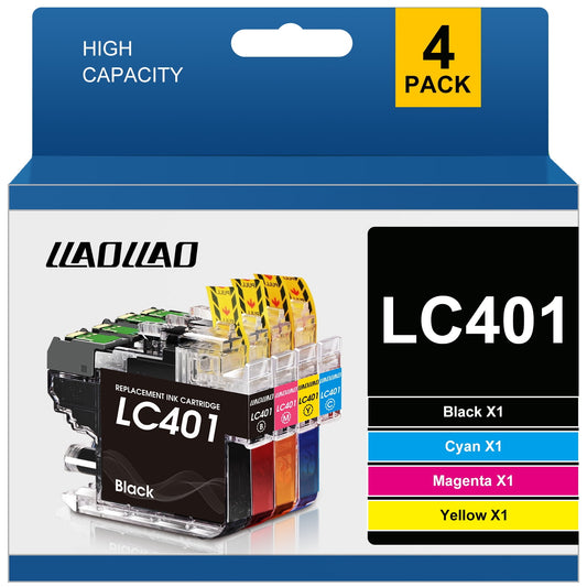 LC401 Ink Cartridge for Brother LC401 LC401XL for Brother MFC-J1010DW MFC-J1012DW MFC-J1170DW Printer (4 Pack)